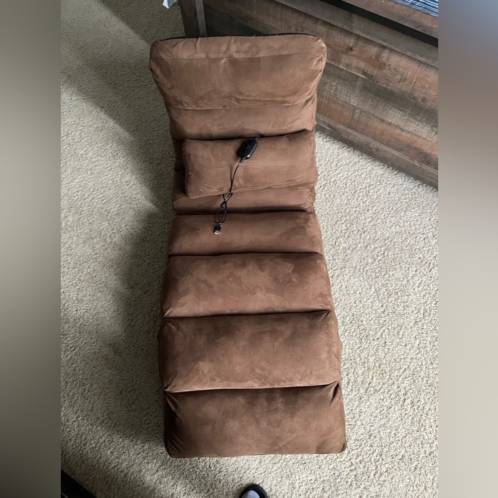 Brown foldable/ adjustable reading Chaise with heated pillow